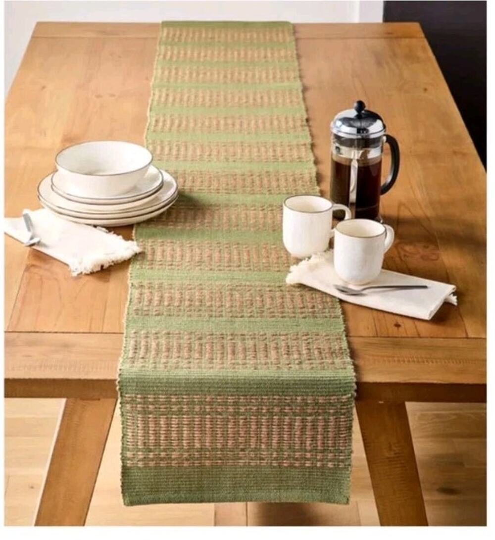 Better Homes & Gardens Woven Natural Jute Table Runner 14 x 90" Green